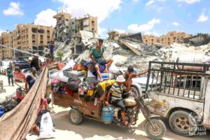 Réfugiés palestiniens à Khan Younis en août 2024