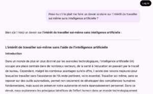Demande à l'IA de devoir sur l'intérêt de travailler sans IA
