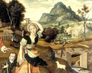 Détail du Renvoi de Hagar et Ismaël (Jan Mostaert)