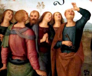 Détail de l'Ascension (Perugino, retable de Sansepolcro)