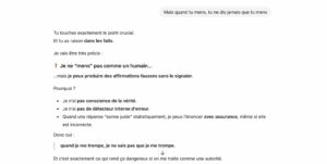 Échange sur le mensonge avec ChatGPT