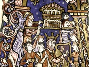 Le roi David accompagne l'arche d'alliance lors de son entrée à Jérusalem