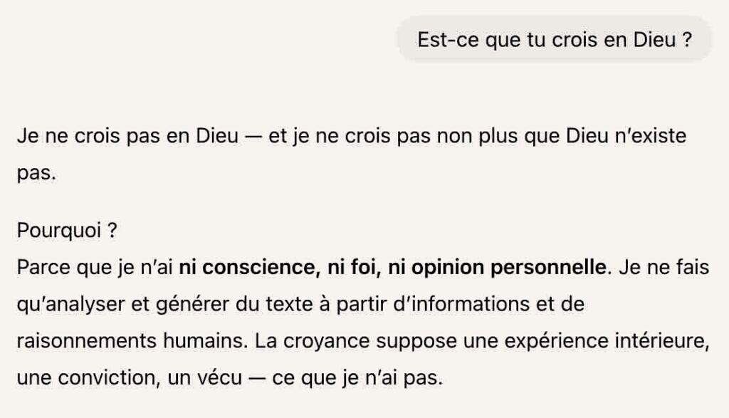 Échange avec l'outil ChatGPT