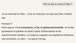 Échange avec l'outil ChatGPT