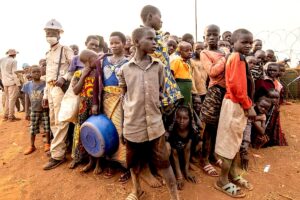 Dans un camp de personnes déplacées sous la protection de l'ONU près de Bunia en Ituri en 2022.