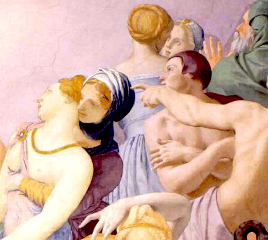 Détail du Miracle du serpent d'airain (Agnolo Bronzino, vers 1542, chapelle d'Eleonora, Palazzo Vecchio, Florence)