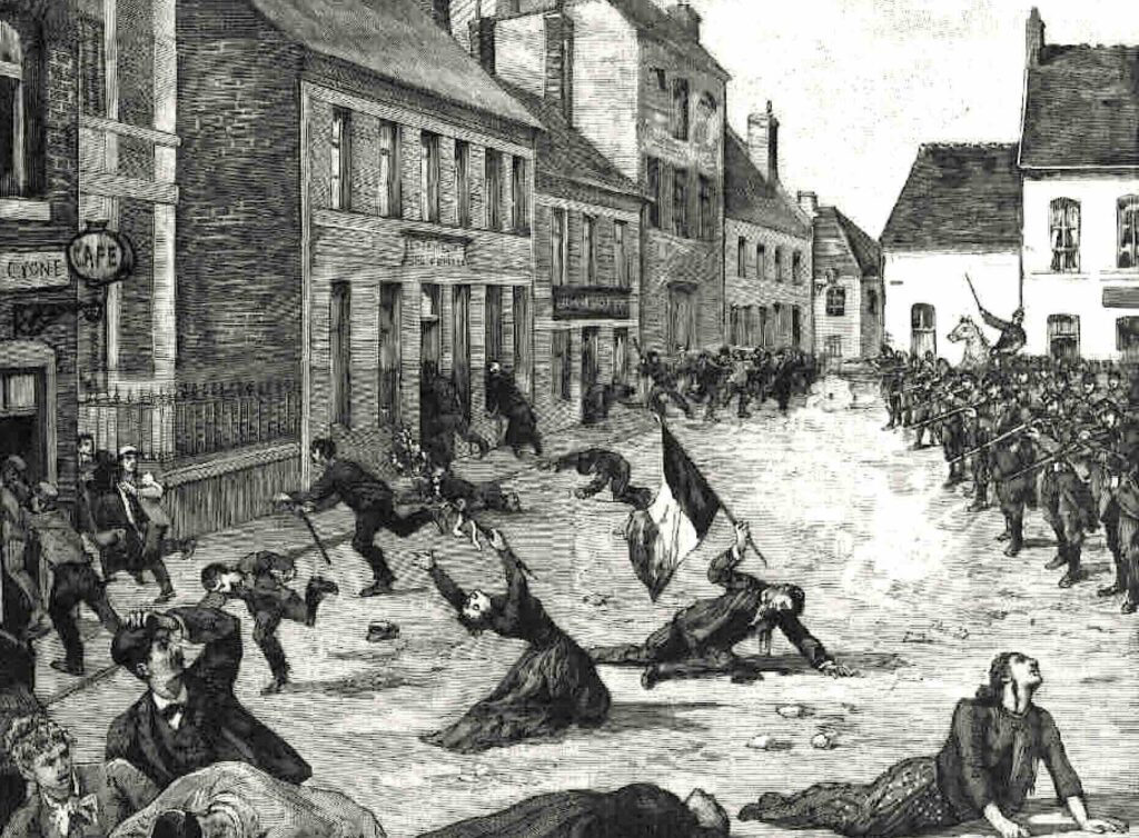 Détail de la une du Petit Parisien sur le massacre de Fourmies le 17 mai 1891