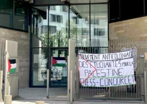 occupation du siège de l'EHESS (Campus Condorcet, Aubervilliers) par des militants antisionistes en mai 2024