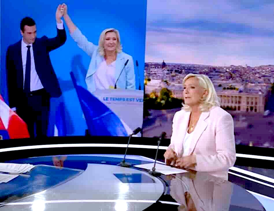 Le Pen annonçant sa candidature sur TF1 le 7 juillet