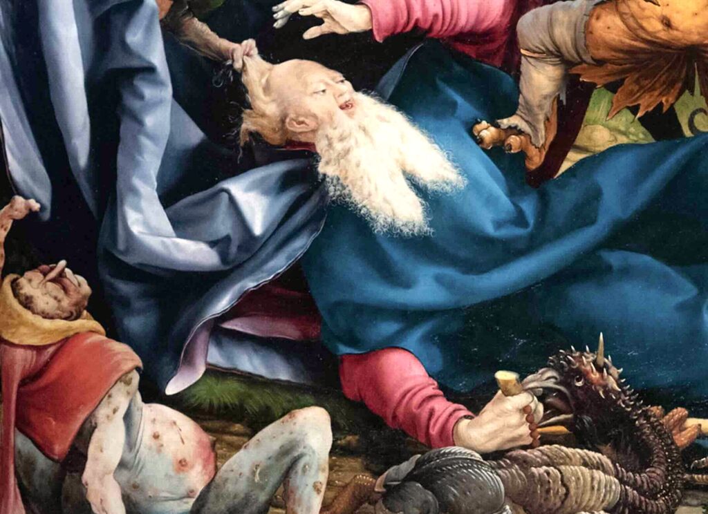 Détail de la Tentation de saint Antoine (retable d'Issenheim, Matthias Grünewald)